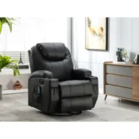 vente-unique fauteuil massant silvano en simili - noir  noir