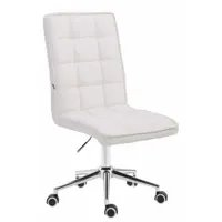 fauteuil chaise tabouret de bureau avec dossier haut en synthétique blanc hauteur réglable bur10281