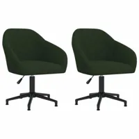 lot de 2 chaises pivotantes à manger,chaise de cuisine scandinave vert foncé velours -mn30536