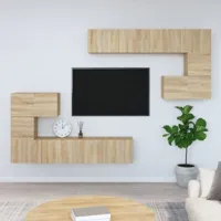 maison chic meuble tv scandinave mural banc tv suspendu pour salon - chêne sonoma bois d'ingénierie -mn57240  marron