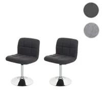 2x chaise de salle à manger kavala, chaise de cuisine tissu/textile chrome pivotant ~ gris foncé