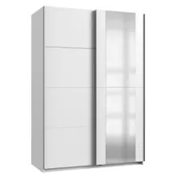 armoire placard meuble de rangement coloris blanc - longueur 135 x hauteur 200 x profondeur 64 cm