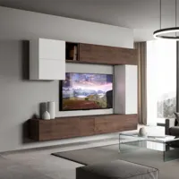 itamoby meuble tv mural de salon moderne suspendu bois blanc a15  or