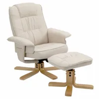 fauteuil de relaxation avec repose-pieds charly, en tissu beige