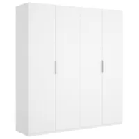 pegane armoire placard meuble de rangement coloris blanc brillant - longueur 180 x profondeur 52 x hauteur 204 cm  blanc