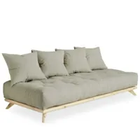 inside 75 canapé convertible futon senza pin naturel tissu lin couchage 90 cm.  beige