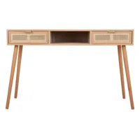 meuble console, table console en bois avec 2 tiroirs coloris naturel - longueur  120 x profondeur 42 x hauteur 79 cm