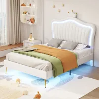 universal lit capitonné pour enfant - cadre de lit pour fille - cadre de lit double en cuir synthétique blanc - sommier à lattes et dossier(90 x 200 cm)  blanc