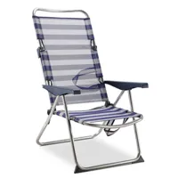 solenny chaise de plage lit pliable solenny 4 positions bleu et blanc avec accoudoirs 91x63x105 cm  bleu
