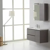 kiamami valentina meuble de salle de bains manhattan 90x40 cm avec tiroirs et armoire murale gauche  blanc