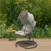 sobuy ogs57-hg fauteuil suspendu extérieur siège suspendu chaise suspendue avec structure en fer et coussin d'assise moelleux