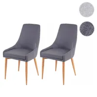 2x chaise de salle à manger hwc-b44 ii, fauteuil, style rétro ~ tissu gris foncé