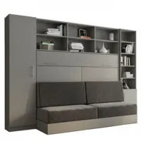 composition lit escamotable vertigo sofa gris canapé gris l : 311 cm couchage 140*200 cm