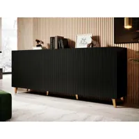 bestmobilier sanna - buffet bas - 200 cm - style contemporain  noir