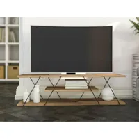 vente-unique meuble tv avec 1 étagère - naturel et noir - delory