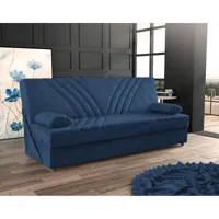 canapé-lit conteneur 3 places, avec 2 coussins, 181 x 81 x 88h cm, coloris bleu jeans