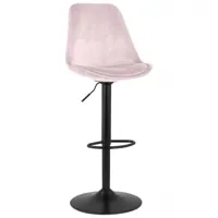 chaise de bar 48x55x123 cm en tissu rose clair et pied noir - lucie