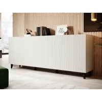 bestmobilier sanna - buffet bas - 200 cm - style contemporain  blanc