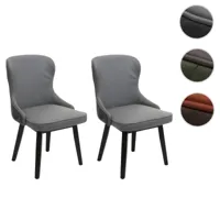lot de 2 chaises de salle à manger hwc-m60, chaise rembourrée, chaise de cuisine, tissu/textile bois massif ~ gris foncé-gris clair