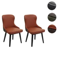 lot de 2 chaises de salle à manger hwc-m60, chaise rembourrée, chaise de cuisine, tissu/textile bois massif ~ terracotta-brun