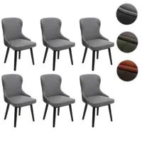 lot de 6 chaises de salle à manger hwc-m60, chaise rembourrée, chaise de cuisine, tissu/textile bois massif ~ gris foncé-gris clair