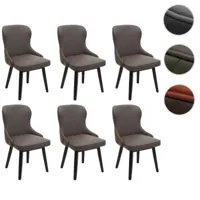 lot de 6 chaises de salle à manger hwc-m60, chaise rembourrée, chaise de cuisine, tissu/textile bois massif ~ vert foncé-gris