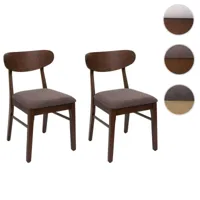 lot de 2 chaises de salle à manger hwc-m59, chaise de cuisine, tissu/textile bois massif ~ structure foncée, taupe