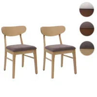lot de 2 chaises de salle à manger hwc-m59, chaise de cuisine, tissu/textile bois massif ~ structure claire, taupe