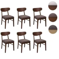 lot de 6 chaises de salle à manger hwc-m59, chaise de cuisine, tissu/textile bois massif ~ structure foncée, taupe