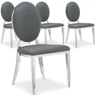 paris prix lot de 4 chaises médaillon tatianna 90cm gris  gris