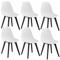 decoshop26 set de 6 chaises design chaise de cuisine salle à manger plastique blanc et noir 03_0003728  blanc