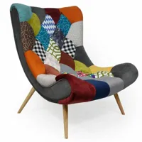 paris prix fauteuil scandinave patchwork roman 95cm multicolore  multicolore