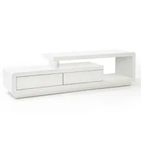 inside 75 meuble tv design corto 2 tiroirs finition  laquée blanc brillant  blanc