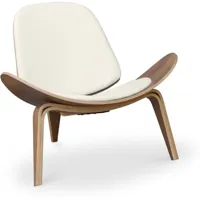 iconik interior fauteuil lounge cw07 boho bali design scandinave - simili cuir ivoire  ivoire