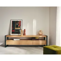bogota - meuble tv - bois et noir - 200 cm