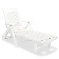 chaise longue avec repose-pied plastique blanc