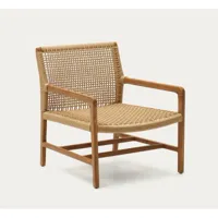 fauteuil de jardin en bois de teck massif - longueur 69 x profondeur 76 x hauteur 78 cm