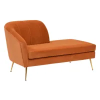 pegane chaise longue, méridienne en velours coloris ocre et pieds coloris doré - l. 144 x p. 78 x h. 80 cm  ocre