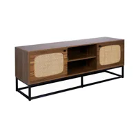 sweeek meuble tv décor bois et cannage arrondi 140cm l sweeek  naturel