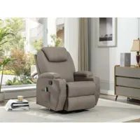 vente-unique fauteuil massant silvano en tissu - taupe  taupe
