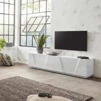 ahd amazing home design meuble tv 4 portes 2 pièces design moderne blanc ping low l  or