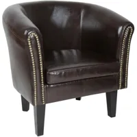 fauteuil chesterfield en synthétique et bois avec éléments décoratifs en cuivre couleur au choix chaise cabriolet meuble de salon marron 01_0000096