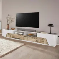 ahd amazing home design meuble tv 260x43cm mur salon moderne bois blanc more wood  or