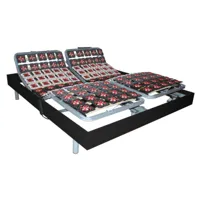 vente-unique sommier électrique de relaxation 2x65 plots déco bois noir - 2 x 80 x 200 cm  - moteurs okin - nafuri de dreamea  noir