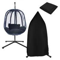 ml-design ml-design fauteuil suspendu avec support et coussin bleu marine + housse de protection noir, hauteur 117 cm, base en x, intérieur/extérieur, chaise balançoire jardin, hamac balancelle oeuf sur pied
