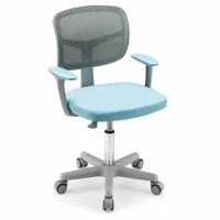 chaise de bureau à roulettes pour enfants verrouillage automatique soutien lombaire siège pivotant hauteur réglable 80 - 91,5 cm 3 -10 ans bleu 20_0002180