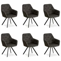 decoshop26 lot de 6 chaises de salle à manger salon avec revêtement confortable couleur anthracite cds06306  or