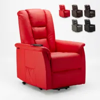 le roi du relax fauteuil de relaxation avec système d'inclinaison en simili-cuir design joanna fix, couleur: rouge  or