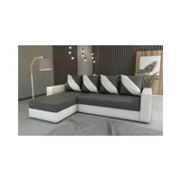 meublesline canapé d'angle convertible huli gris foncé blanc  gris