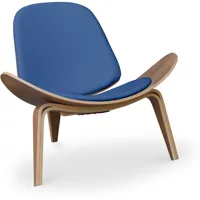 iconik interior fauteuil lounge cw07 boho bali design scandinave - simili cuir bleu foncé  bleu